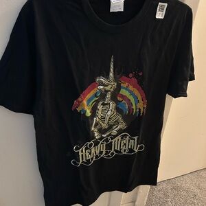 Black Heavy Metal Unicorn T-Shirt